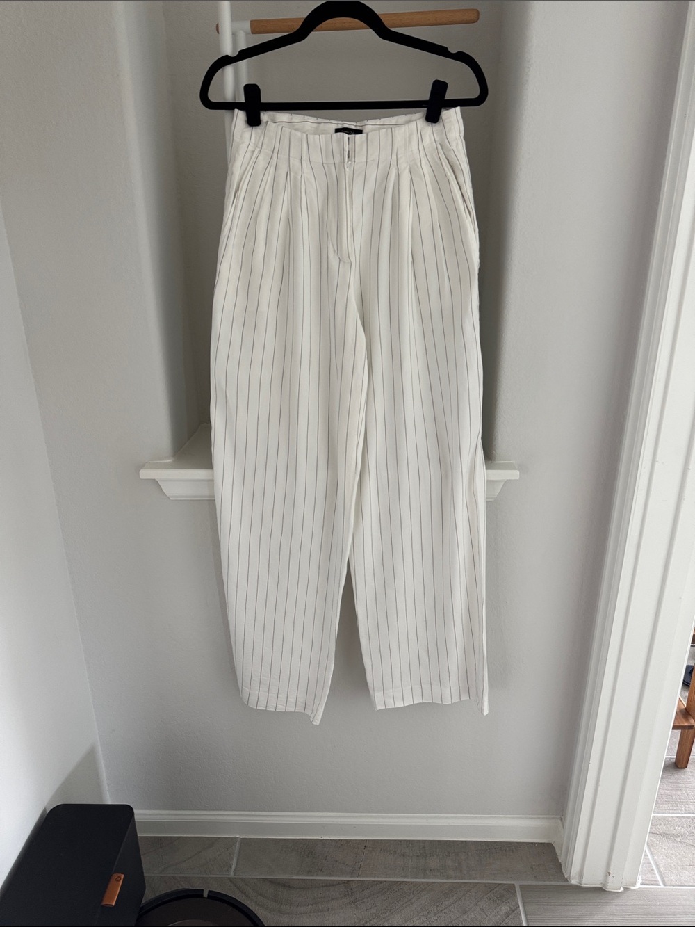 Massimo Dutti White Pinstripe Women's Trousers